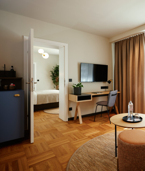 A stylish room at Hotel Henriette in Vienna, designed according to the principles of the circular economy.