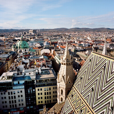 View of St Stephen's Cathedral and the Vienna old town with all its sights.