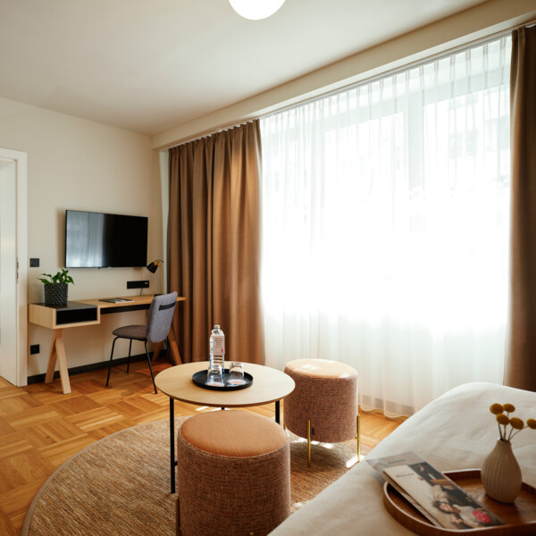 A room designed according to the principles of circular economy at Henriette Stadthotel Vienna.