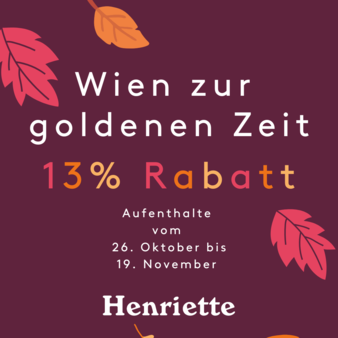 Vienna in the golden season. 13% off stays from October 26 to November 19 at Henriette Stadthotel Vienna.