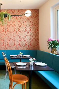 Laid table for breakfast in the Boutique Hotel Henriette in Vienna.