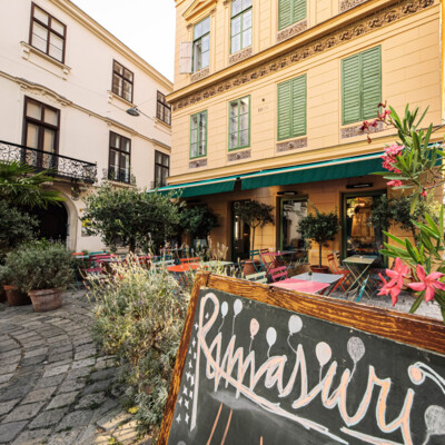 Restaurant Ramasuri on Praterstrasse next to the monument to Johann Nestroy