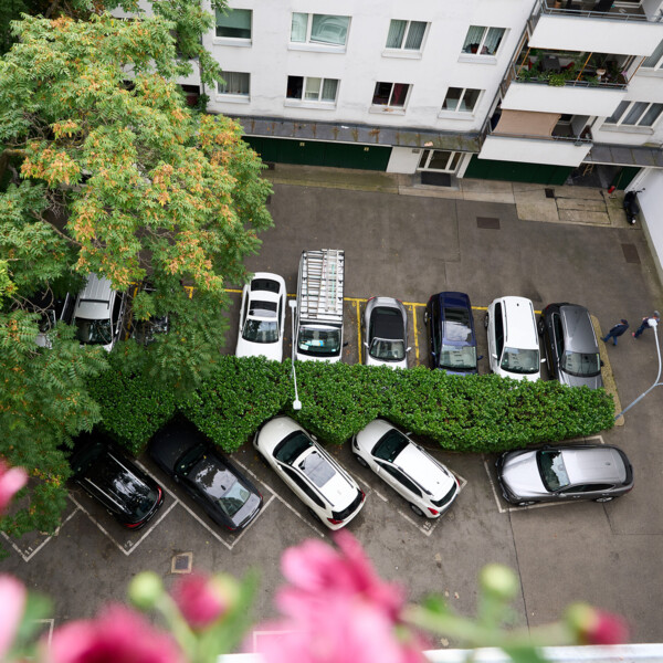 View of the car park at Henriette City Hotel near the Vienna Messe trade fair.