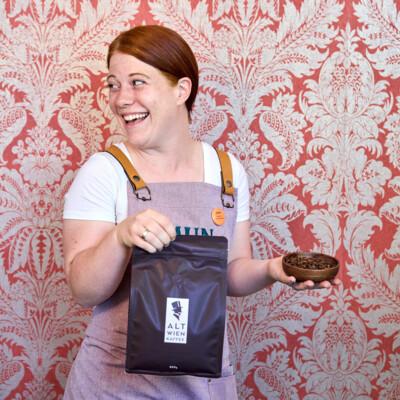 Having fun making coffee at Hotel Henriette