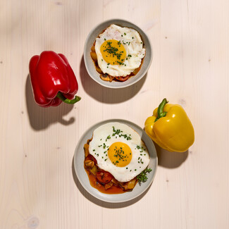 Wiener Frühstück mit Spiegelei und Paprika im gay friendly Hotel Henriette in Wien.