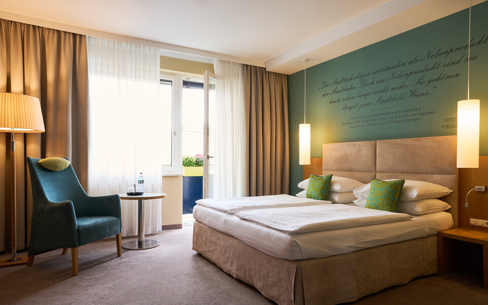 Großes Doppelzimmer mit Balkon im Henriette Stadthotel - Ihrem Hotel nahe dem Prater in Wien.
