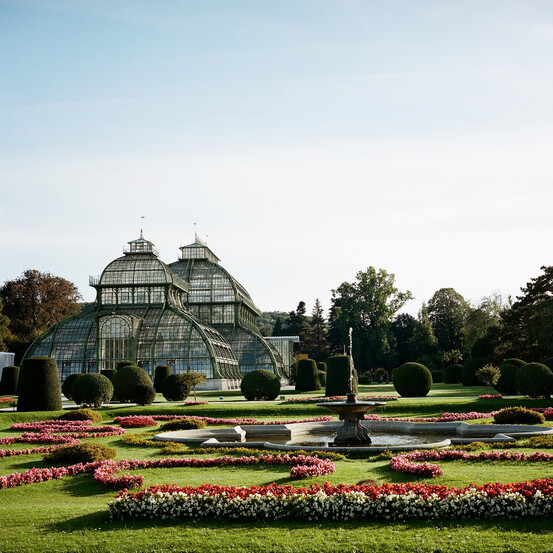 Il giardino del castello di Schönbrunn in primavera