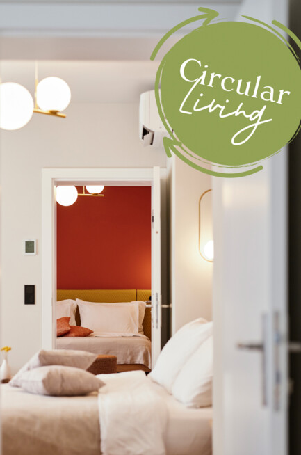 Circular Living Zimmer inspired by Cradle to Cradle im Henriette Stadthotel in Wien.
