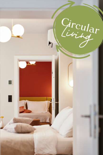 Circular Living Zimmer inspired by Cradle to Cradle im Henriette Stadthotel in Wien.